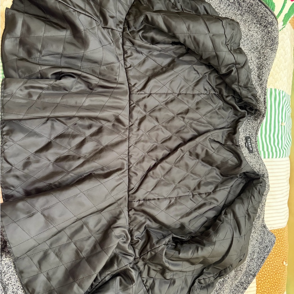 Torrid Asymmetrical Gray Wool Blend Moto Jacket - Picture 10 of 13